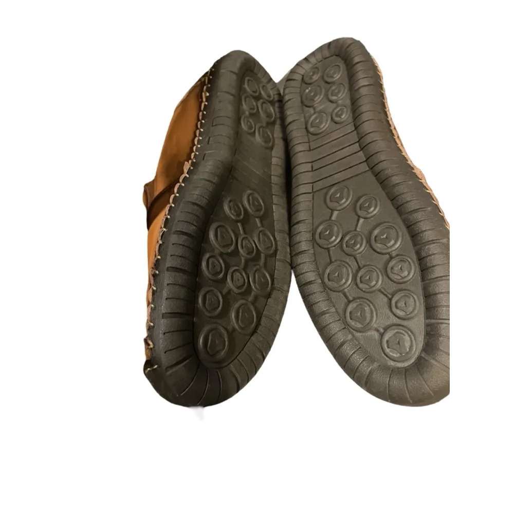 Caoutchouc Brown Leather Driving Shoes for Men 14.5